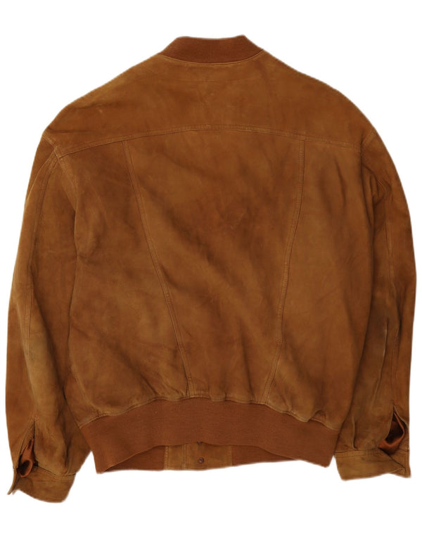 Bomber Vintage pentru bărbați din piele intoarsa IT 46 Mic Bej Piele