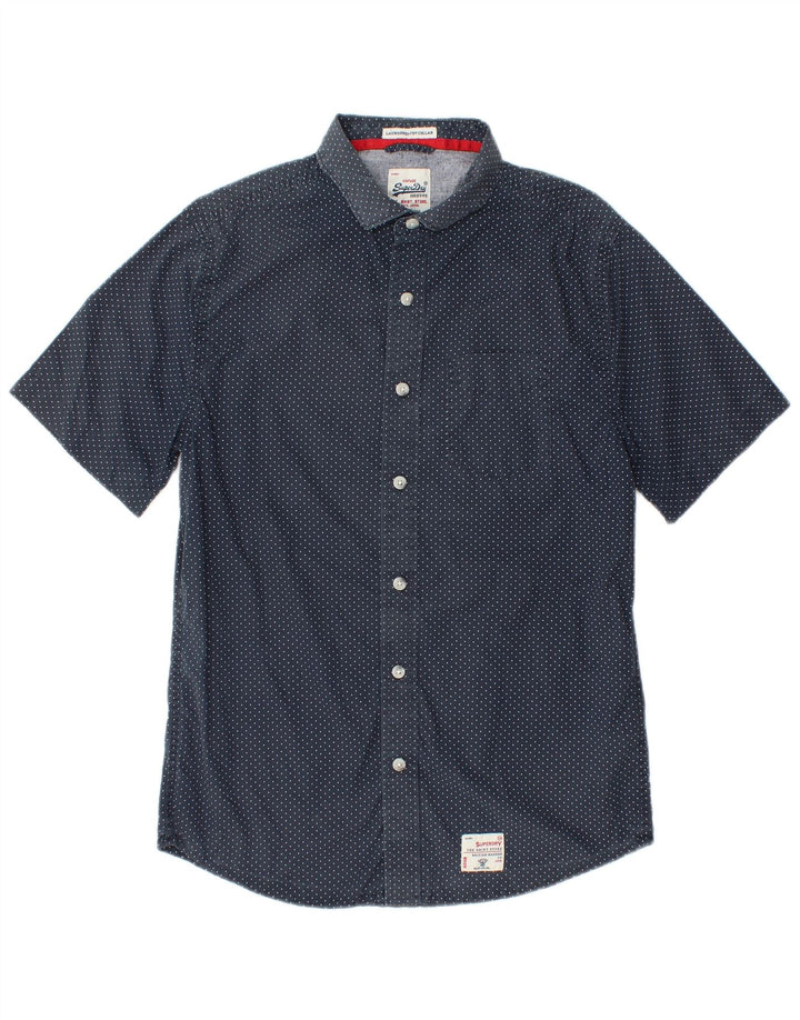 Cămașă cu mânecă scurtă pentru bărbați Superdry, mare, albastru, bumbac cu pete