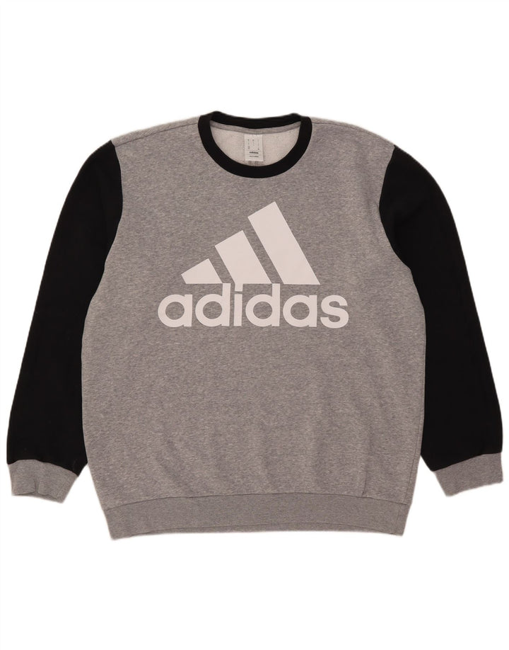 Hanorac cu grafic pentru bărbați Adidas Jumper mare, gri, bloc de culoare