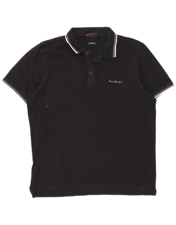 Cămașă polo obișnuită pentru bărbați Pierre Cardin XL bumbac negru