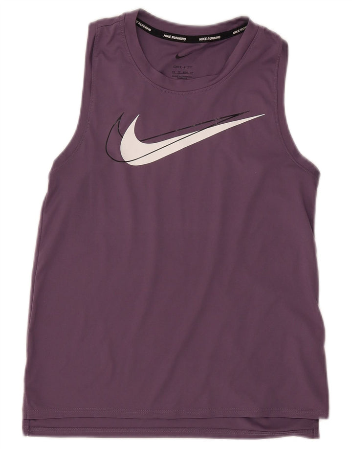 Top cu vestă grafică NIKE Dri Fit pentru femei UK 6 XS Poliester violet