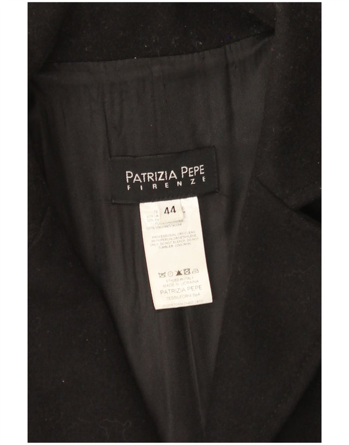 PATRIZIA PEPE Womens Overcoat IT 44 Medium Black Wool