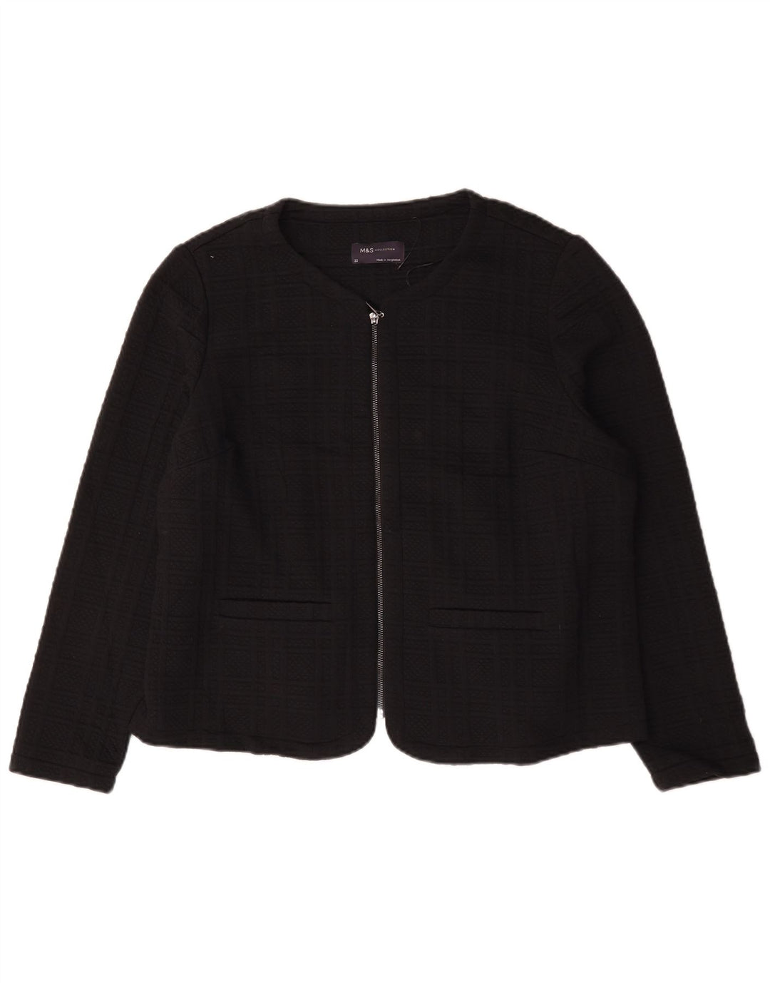 Jachetă pentru femei Marks & Spencer cu fermoar complet UK 22 3XL Black Check