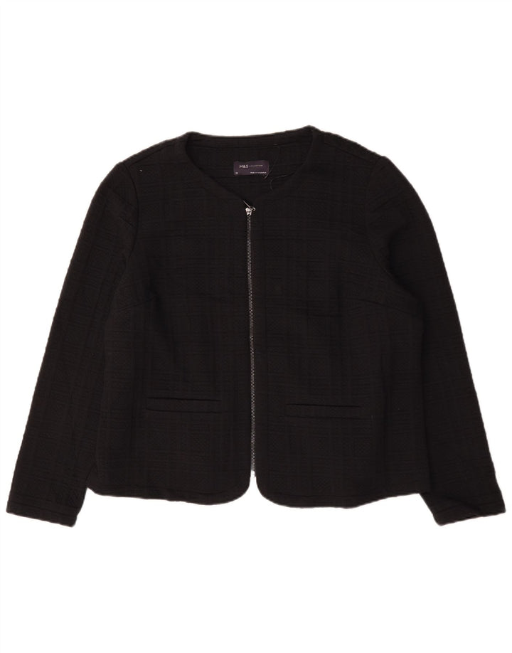 Jachetă pentru femei Marks & Spencer cu fermoar complet UK 22 3XL Black Check
