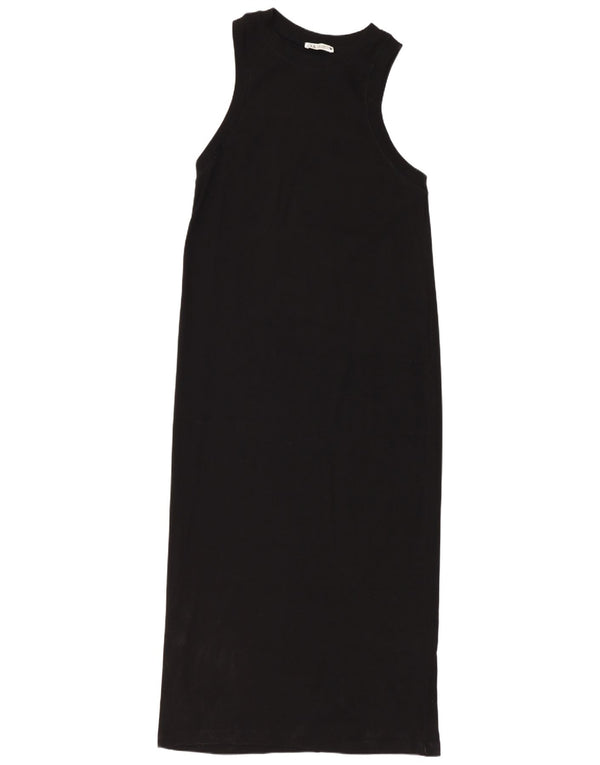 Rochie Maxi fără mâneci pentru femei Zara UK 14, bumbac mediu negru