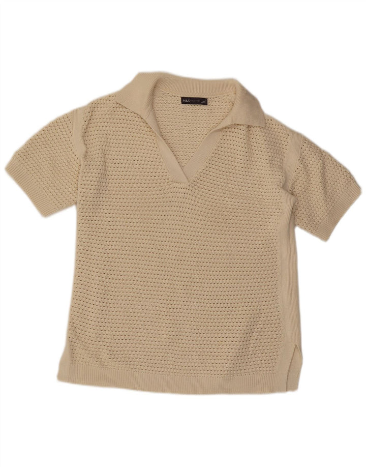 Pulover pentru femei Marks & Spencer, cu mânecă scurtă, cu gât polo, UK 14 Medium B