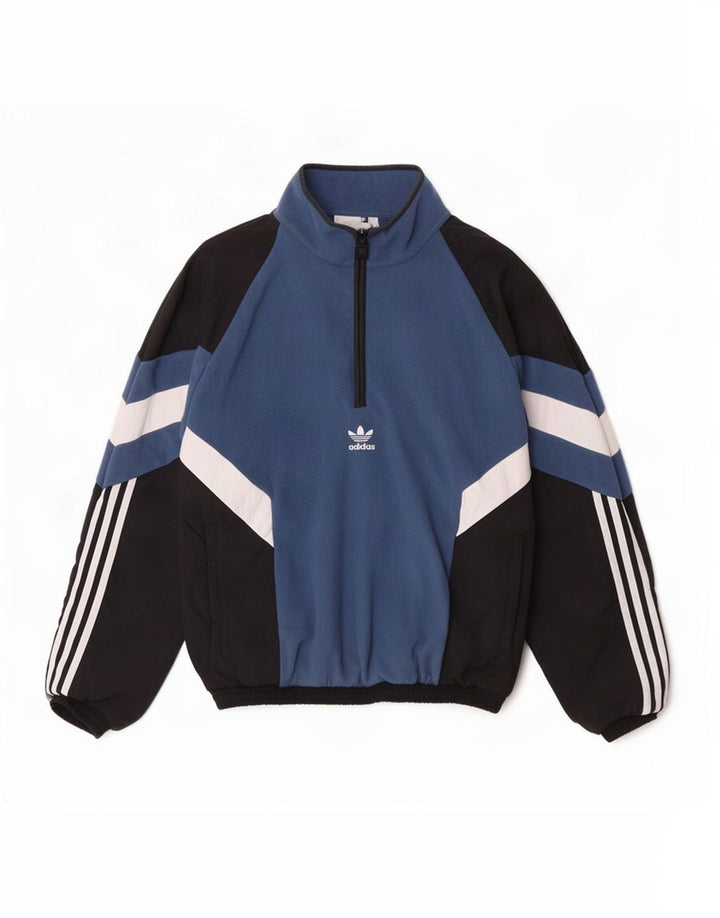 Trening pentru bărbați Adidas Pullover Top Jachetă Mic, albastru, poliester color bloc
