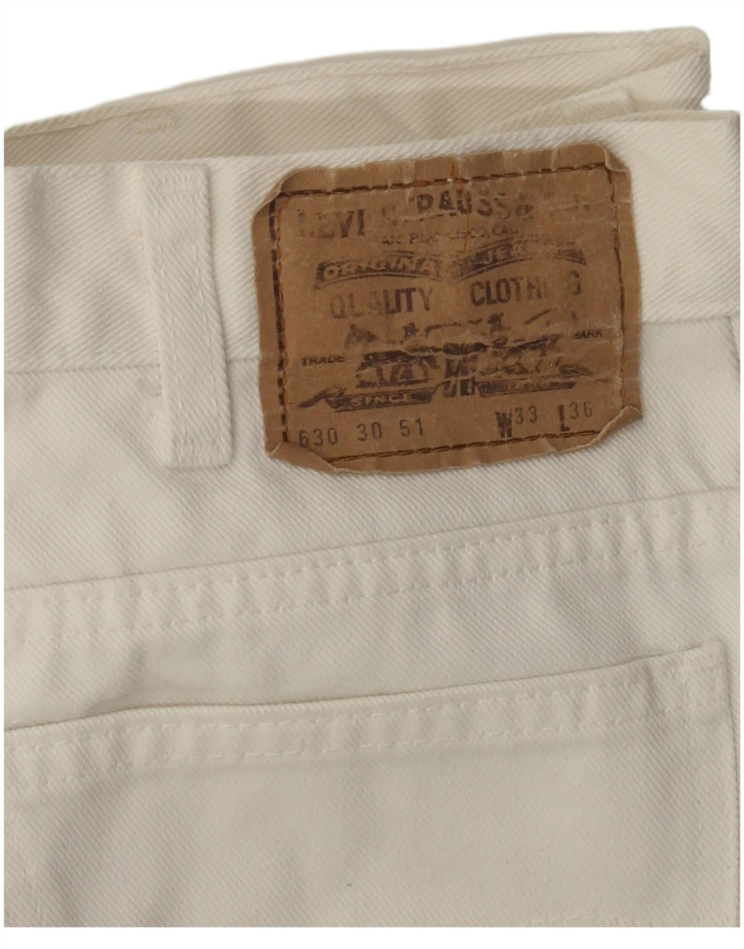Blugi conici pentru femei Levi's 630 W33 L27 alb catifelat