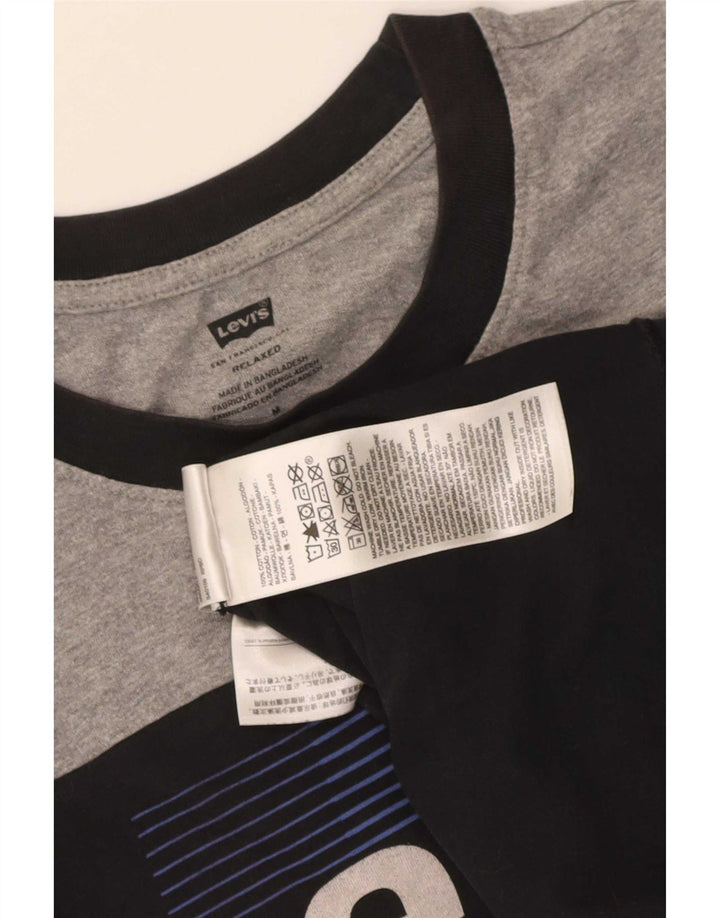 Tricou cu grafic relaxat pentru bărbați Levi's Top mediu negru din bumbac color bloc
