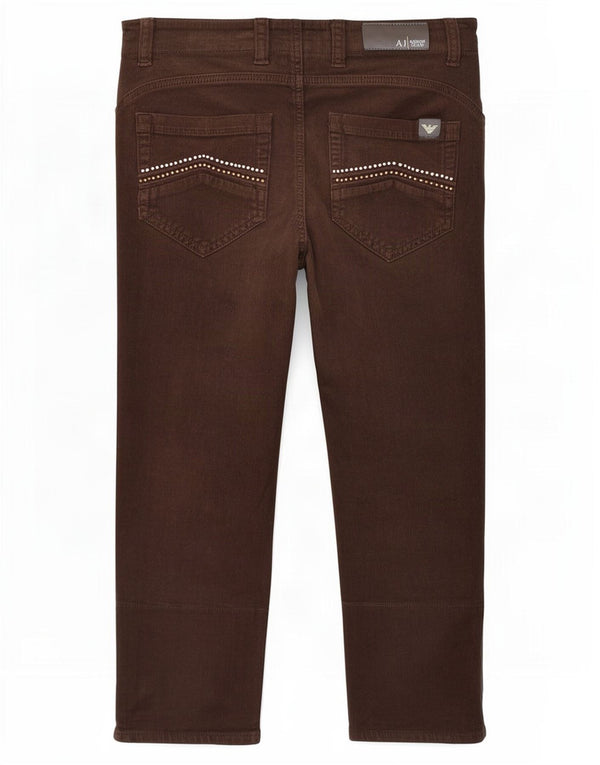 Armani Pantaloni Capri din velur pentru femei W27 L20 bumbac maro