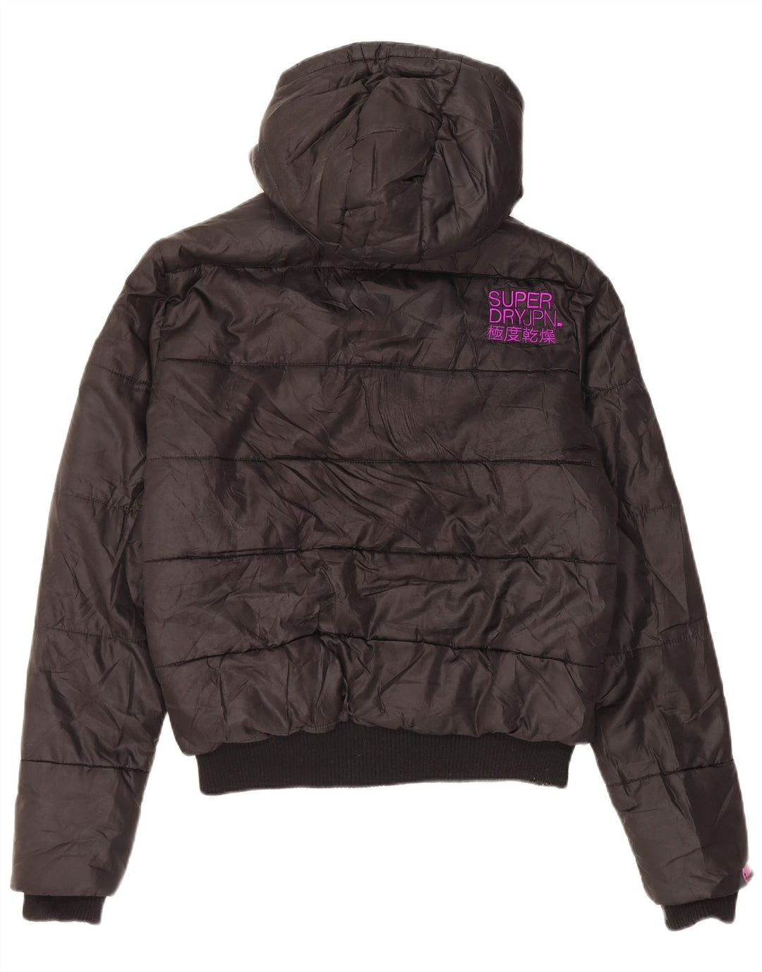 Jachetă căptușită cu glugă Superdry pentru femei UK 40 Poliester negru mare