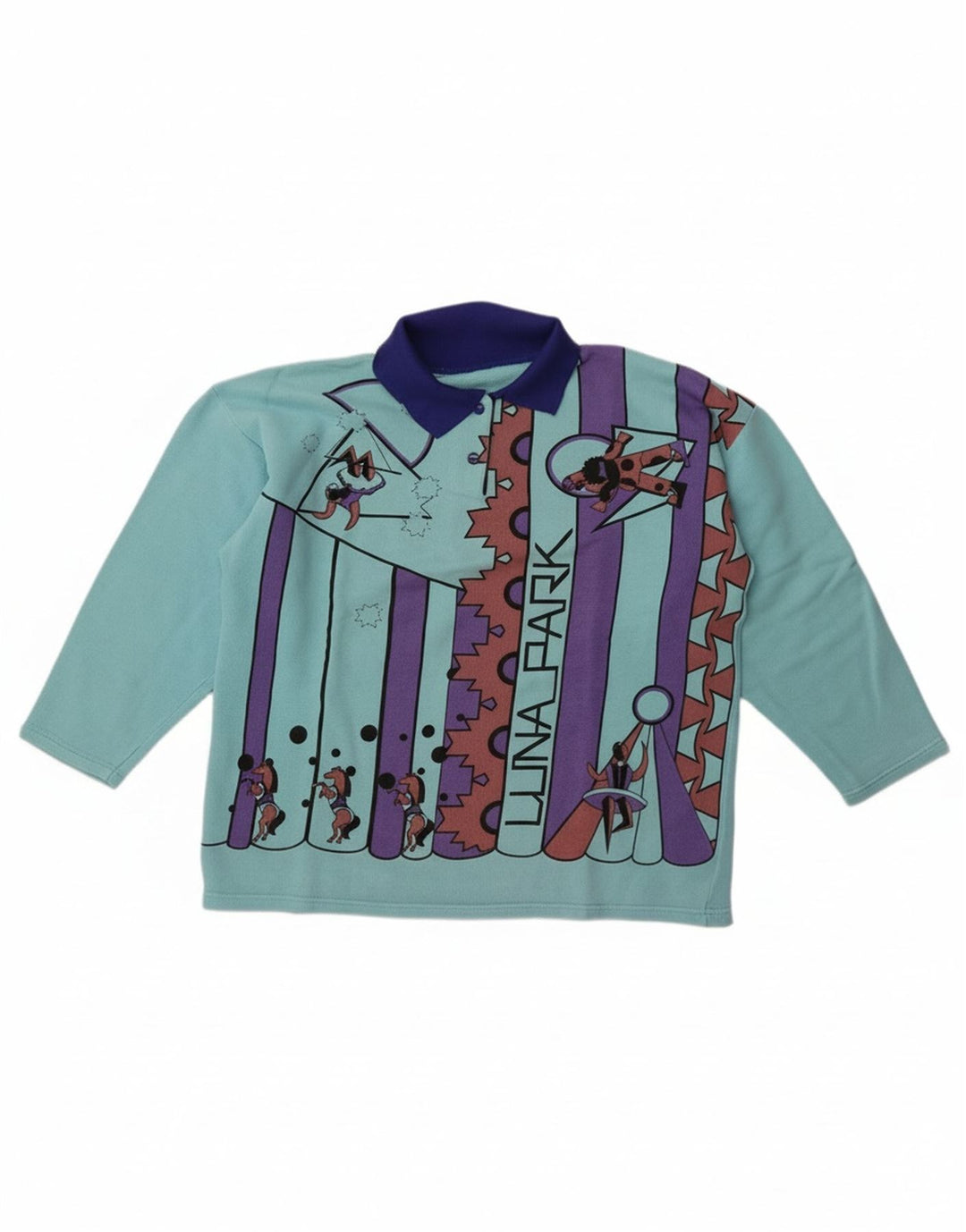 Pulover vintage pentru femei, supradimensionat, cu mâneci 3/4, UK 14, albastru mediu