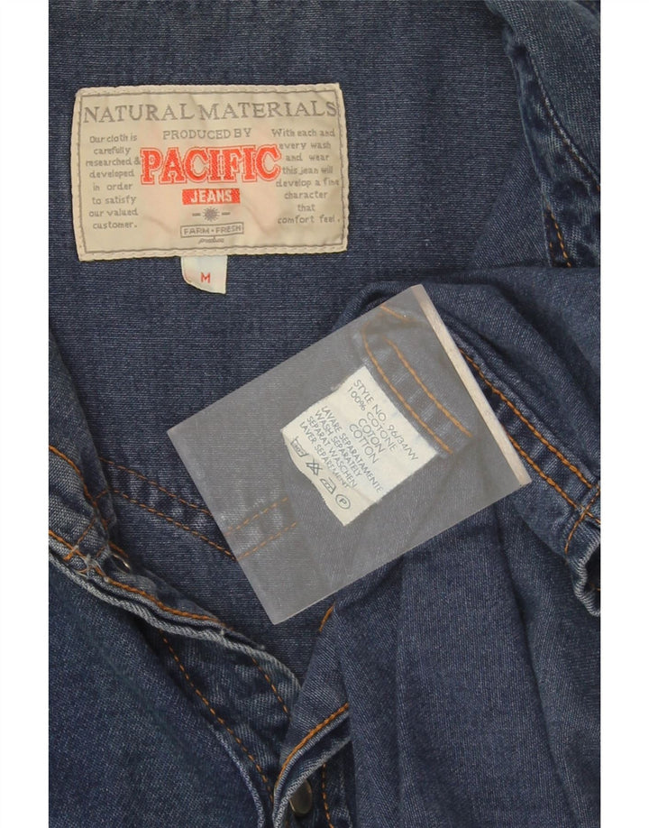 Cămașă din denim vintage pentru bărbați, bumbac albastru mediu