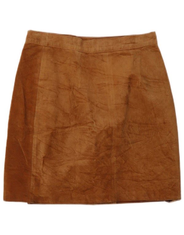 Fusta Wrap Femei din piele intoarsa vintage IT 44 Medium W28 Piele maro