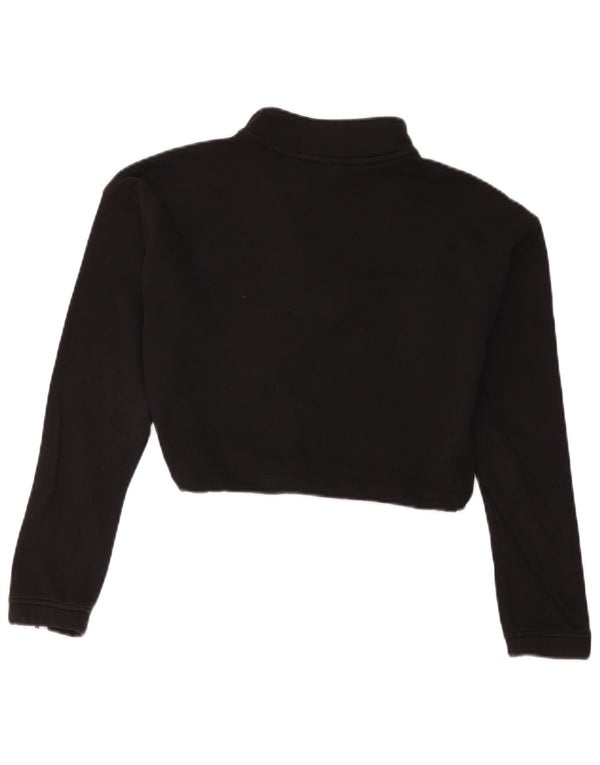Hanorac Adidas pentru femei Crop Zip Gâtul Pulover UK 10 Mic Negru