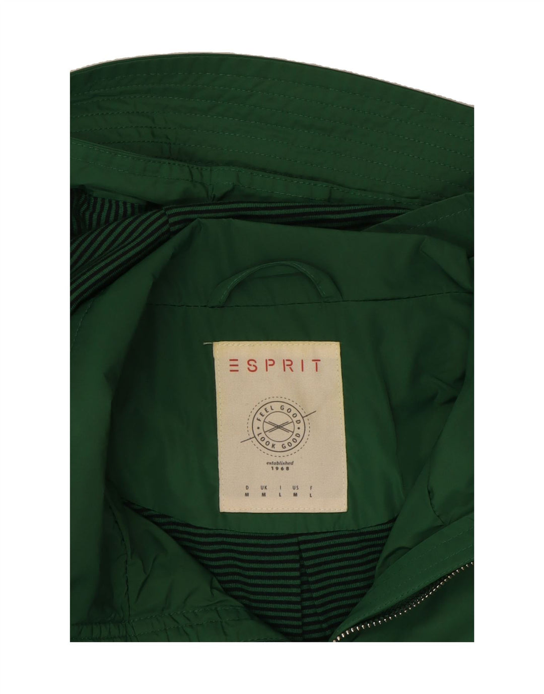 ESPRIT Womens Hooded Windbreaker Jacket UK 14 Medium Green Polyester Vintage Esprit and Second-Hand Esprit from Messina Hembry 