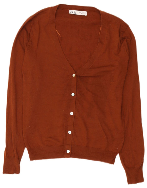 Pulover cardigan pentru femei Zara UK 10 mic maro acrilic