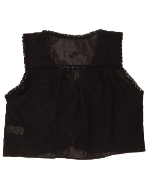 Top transparent fără mâneci pentru femei Zara UK 10 Small Black Floral