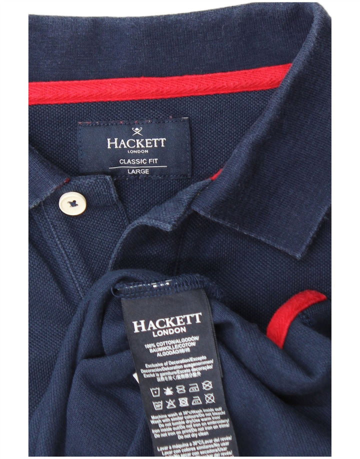 HACKETT Tricou polo cu grafică pentru bărbați, mare, bleumarin, din bumbac