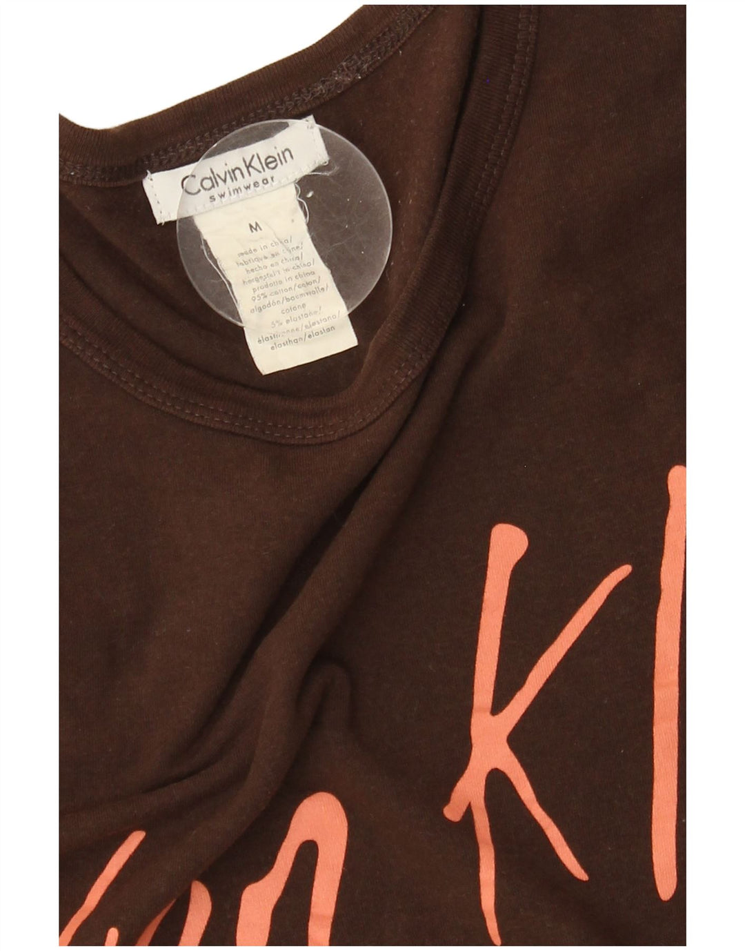CALVIN KLEIN Mens Graphic T-Shirt Top Medium Brown Cotton