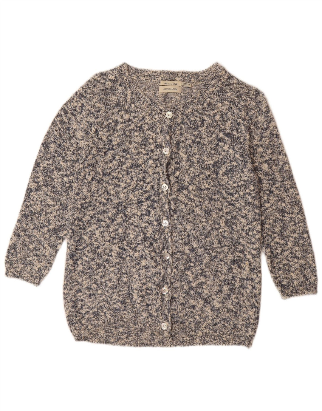 Pulover cardigan pentru femei MASSIMO DUTTI UK 12 mediu gri bumbac cu pete