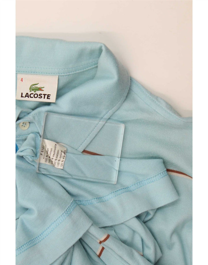 Tricou polo Lacoste pentru bărbați mărimea 4, bumbac cu dungi albastre medii