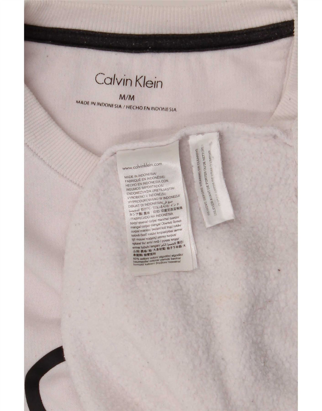Hanorac grafic Calvin Klein pentru bărbați Pulover mediu din bumbac alb