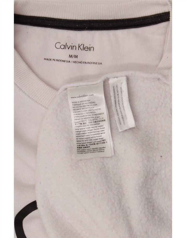 Hanorac grafic Calvin Klein pentru bărbați Pulover mediu din bumbac alb