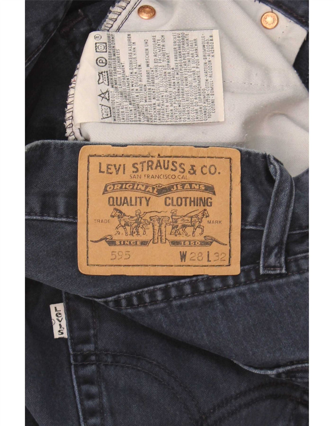 Blugi drepti pentru femei Levi's 595 W28 L27 Bumbac bleumarin