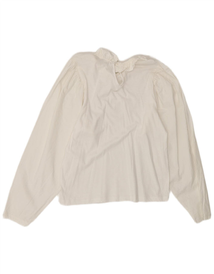 Bluză vintage pentru femei cu mâneci lungi Top UK 10 Small White