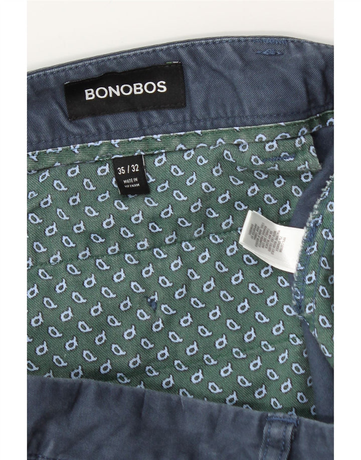BONOBOS Pantaloni chino subțiri pentru bărbați L35 L30 Bumbac albastru