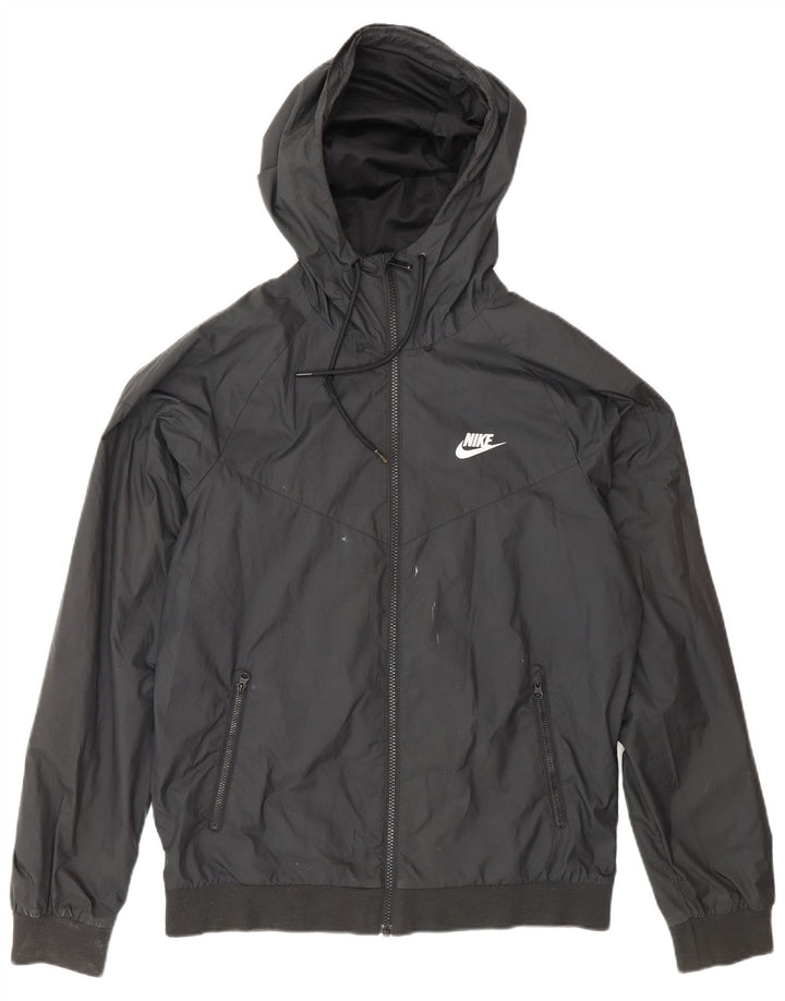 Jachetă de ploaie cu glugă pentru bărbați Nike UK 36 Poliester negru mic