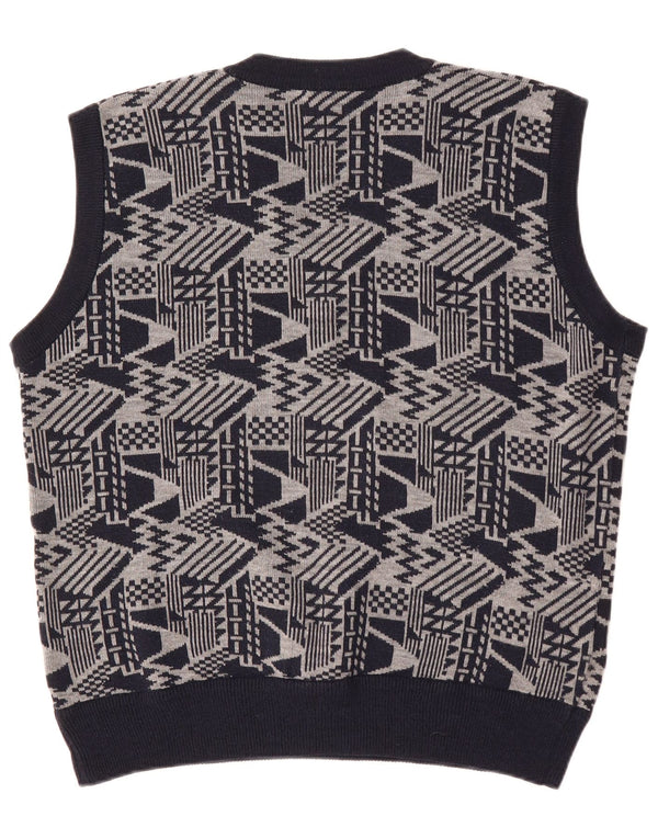 VINTAGE Vestă pentru bărbați Tank Top mare bleumarin geometric