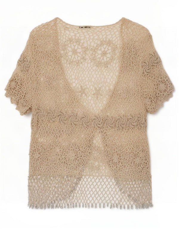 Top cardigan din croșetat pentru femei Marks & Spencer UK 12 Medium Bej Floral