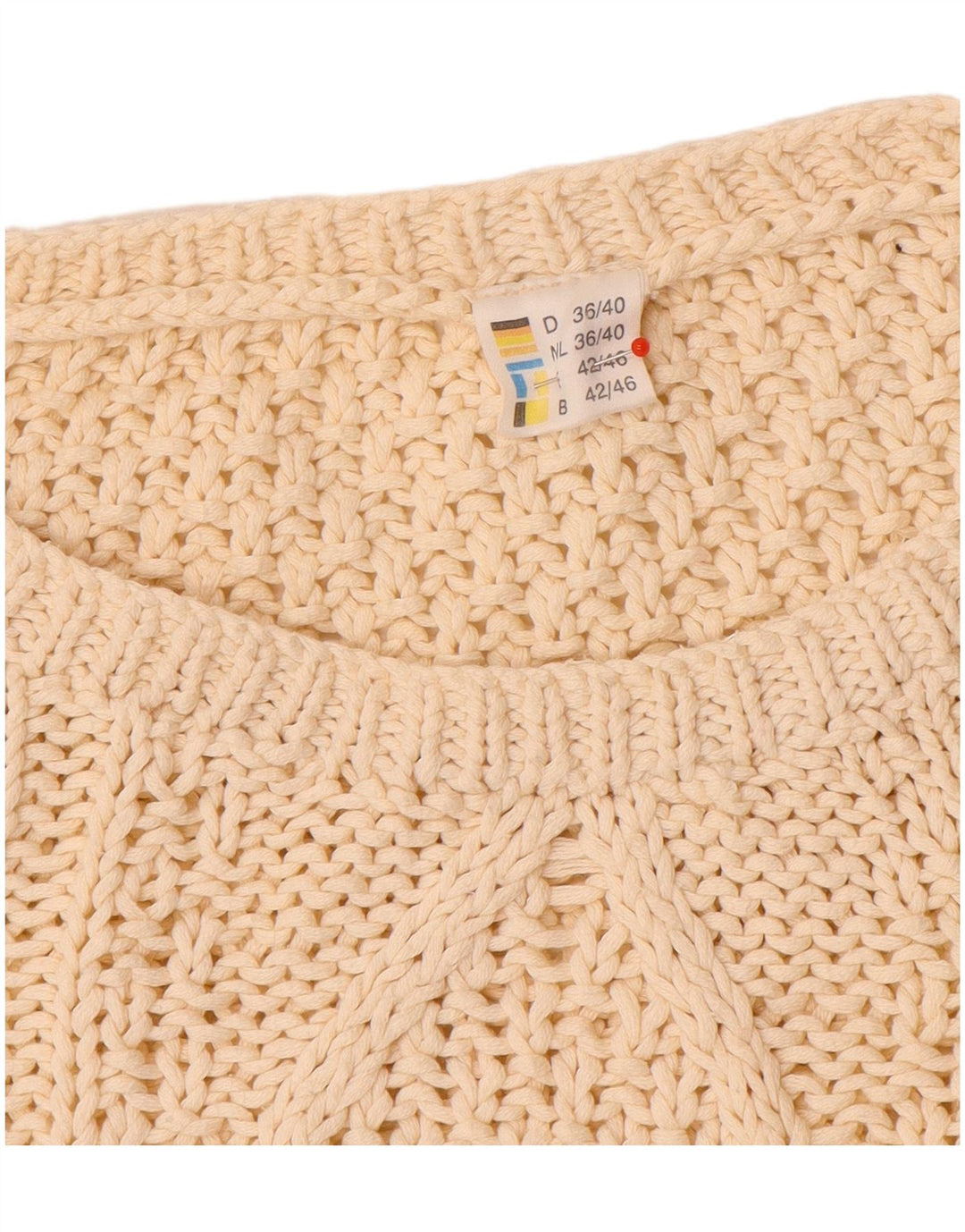 Pulover vintage de damă supradimensionat cu gât de barcă EU 36/38 mic alb