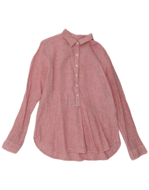 DACK'S Womens Pullover Shirt Blouse UK 16 Large Pink Pinstripe Linen