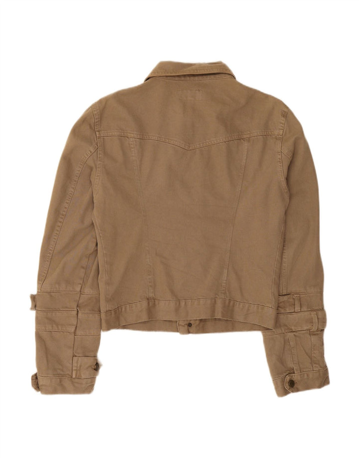 PATRIZIA PEPE Womens Crop Denim Jacket IT 44 Medium Beige