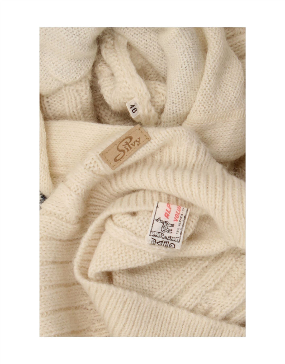 Pulover pentru femei Silvy, cu glugă, cu gât, cu nasturi, IT 46 Large White