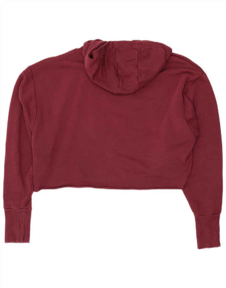 Pulover ADIDAS pentru damă, supradimensionat, cu grafică, cu capota, UK 8/10, burgundă mică