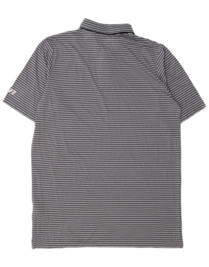 RUSSELL ATHLETIC Tricou polo pentru bărbați Marea Britanie 38/40 Poliester cu dungi gri mediu