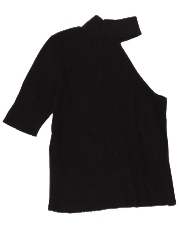 Top Crop pentru un umăr pentru femei Zara UK 12 Medium Black Nylon