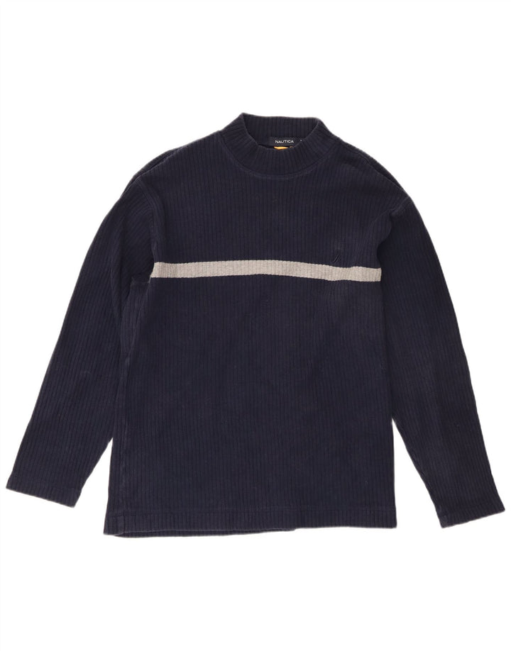 Top pentru bărbați Nautica cu mânecă lungă, mediu bleumarin, bumbac color bloc