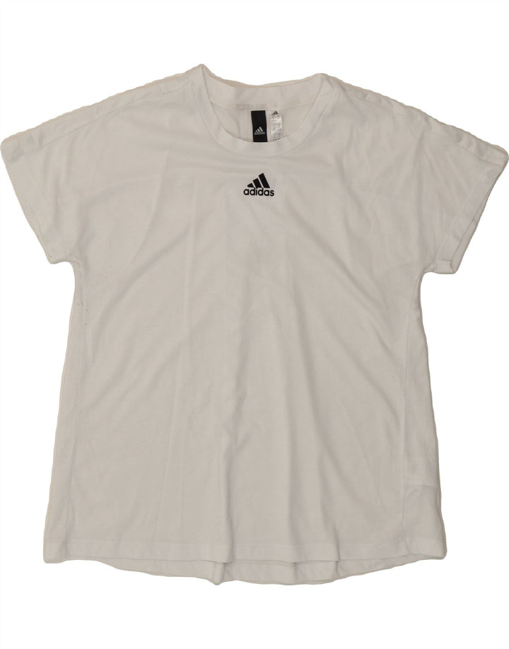 ADIDAS Womens T-Shirt Top UK 14 Medium White Polyester Vintage Adidas and Second-Hand Adidas from Messina Hembry 