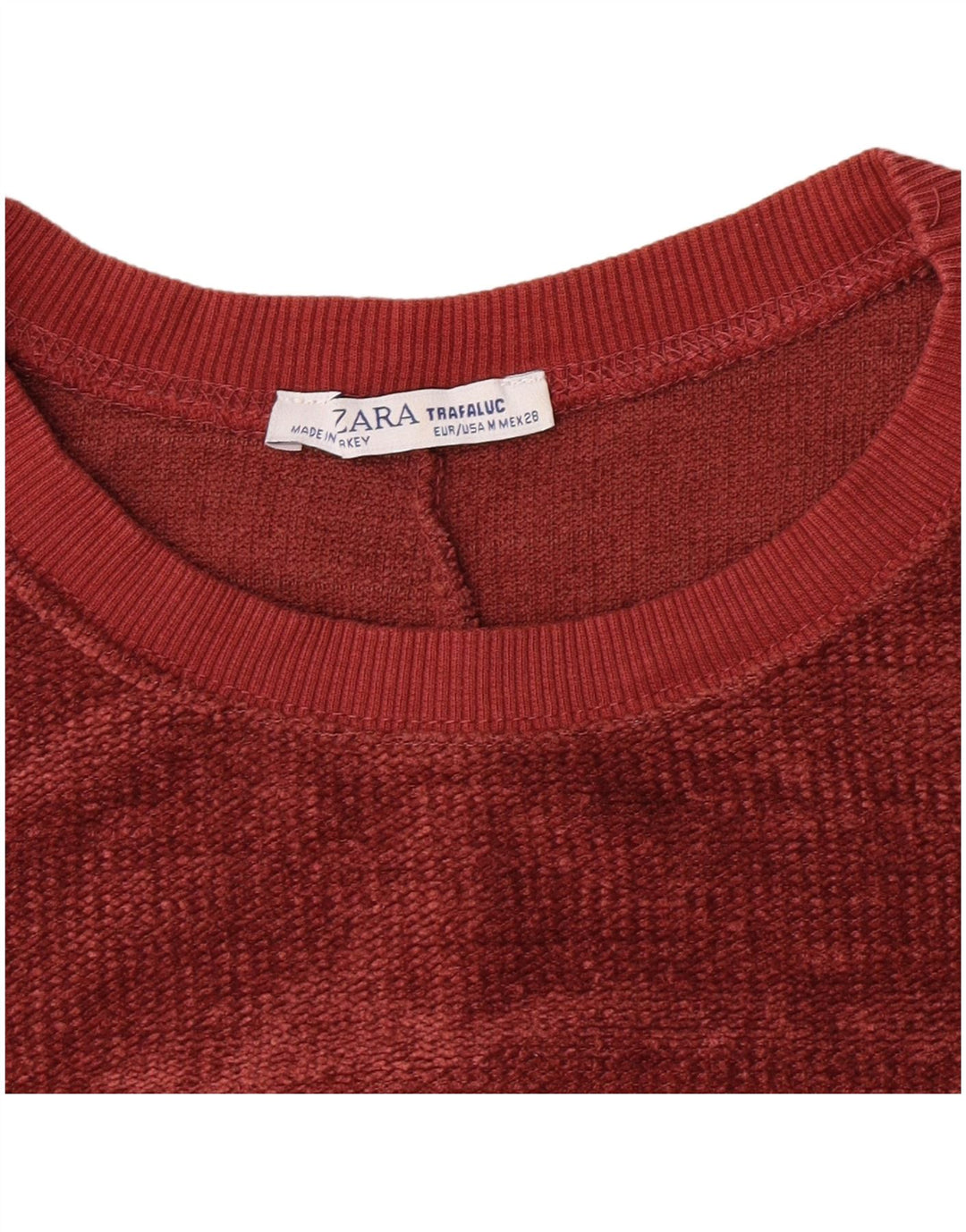 Pulover oversize din Velour Crop Zara pentru femei UK 14 Burgundy mediu
