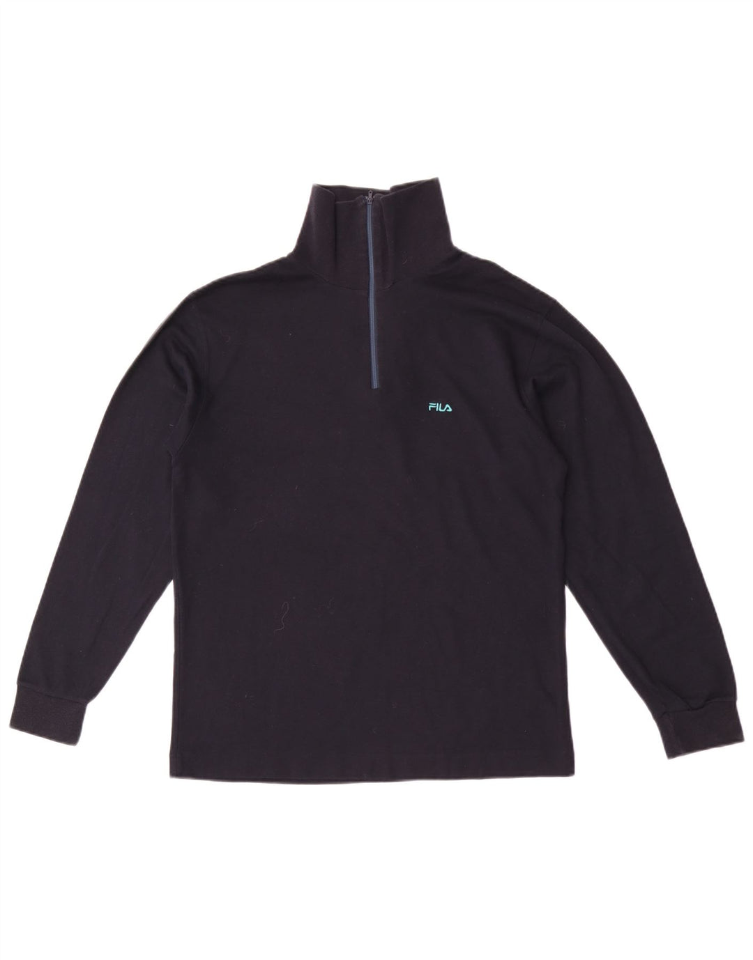 Fila Mens Zip Neck Top Maneca lunga IT 46 Small Blue Marine Bumbac