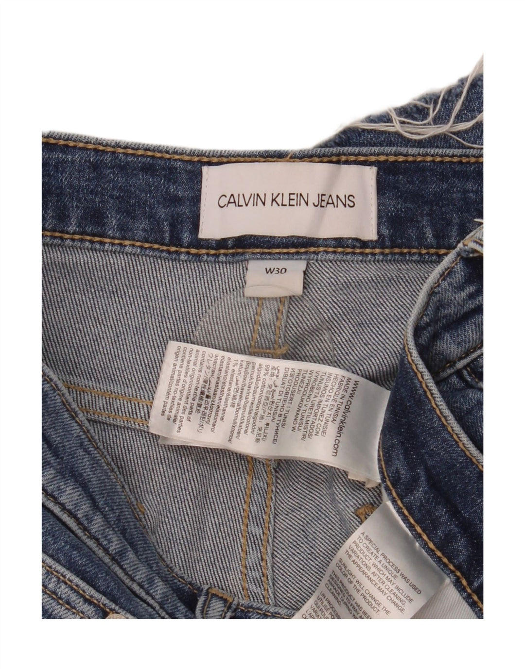 Pantaloni scurți CALVIN KLEIN Mom Jean Denim W30 Bumbac albastru mediu
