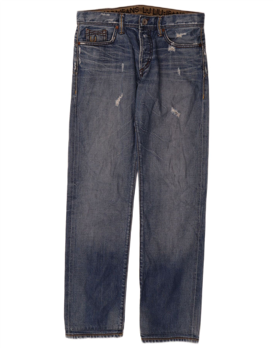 Liu Jo Blugi Distressed drepte pentru bărbați W32 L34 Bumbac albastru
