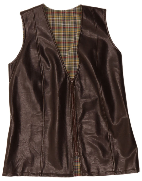 Gilet din piele vintage pentru bărbați UK 38 Medium Brown Leather
