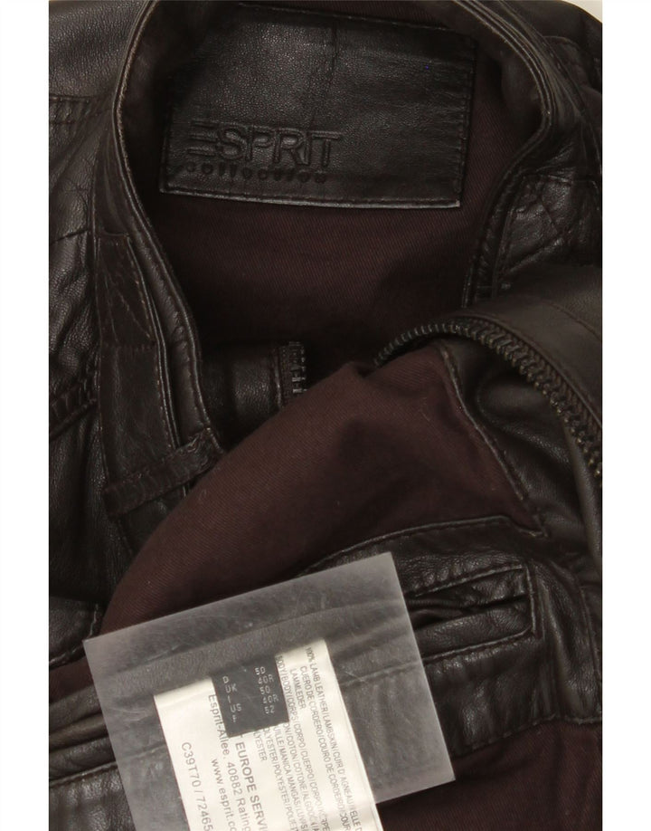 Jachetă de piele pentru bărbați Esprit UK 40, piele maro mare