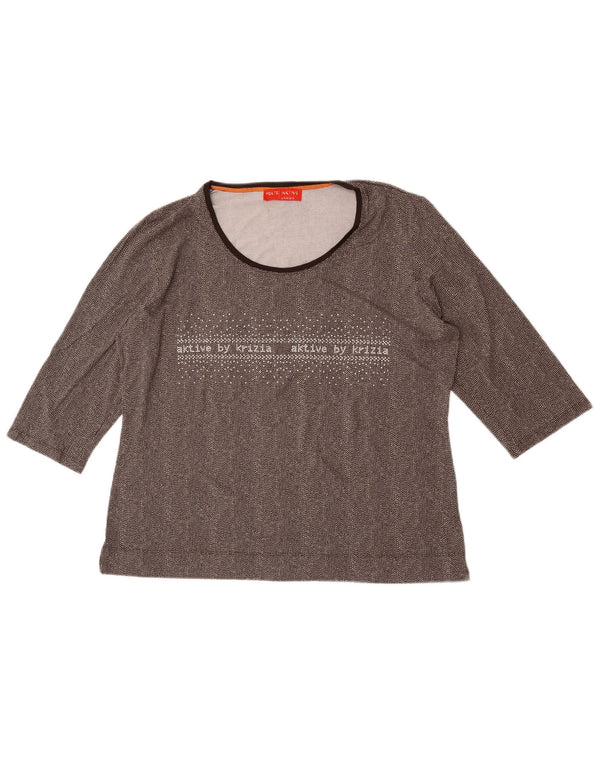 Top cu grafic pentru femei Perte by Krizia, cu mâneci 3/4 UK 14, mare maro cu pete